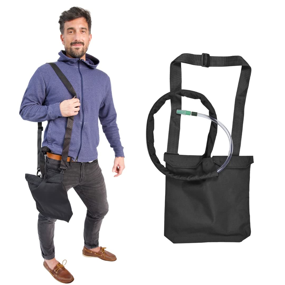 Inspired Comforts Urine Drainage Bag Holder With Catheter Pipe Cover&Adjustable Strap-Black