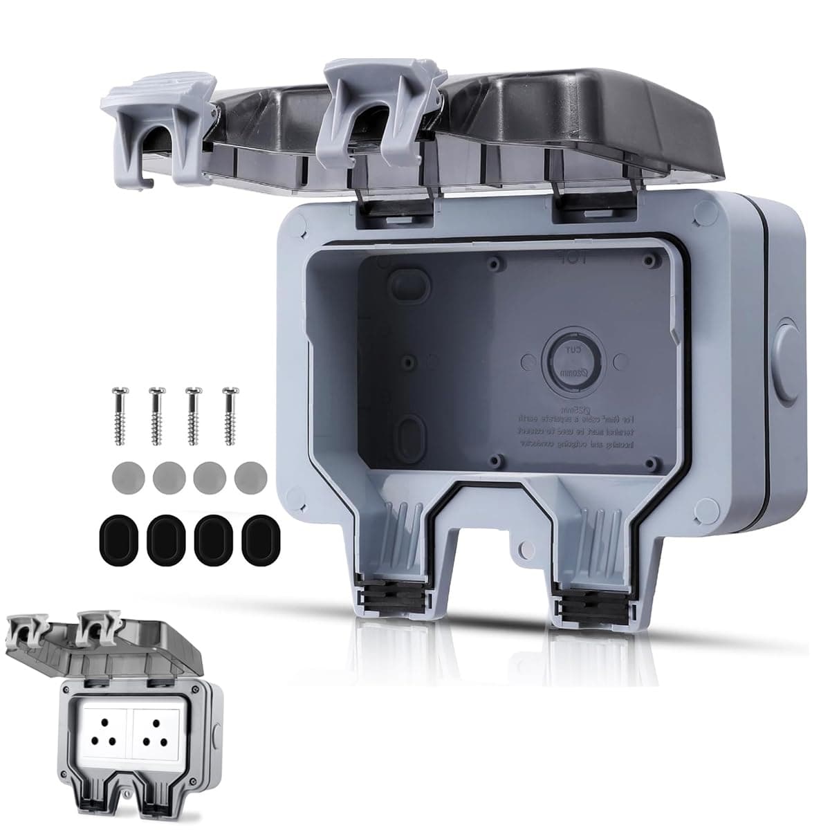 Serplex® 146 Type Double Socket Switch Cover with Flip Up Lid Duplex Receptacle Outlet Cover for 86mm×146mm Faceplate Waterproof Cover for Duplex Outlet Electric Switch Socket (Socket Not Included)