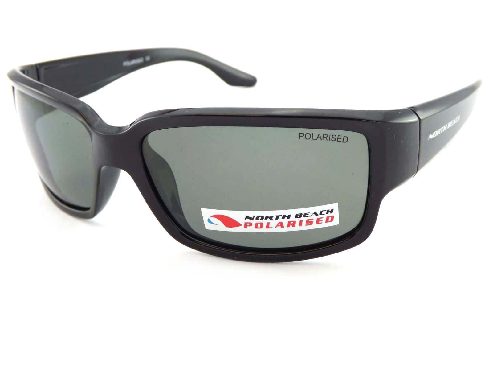 North Beach Polarised Pamano Sunglasses Polished Black/Dark Green Lens 70351