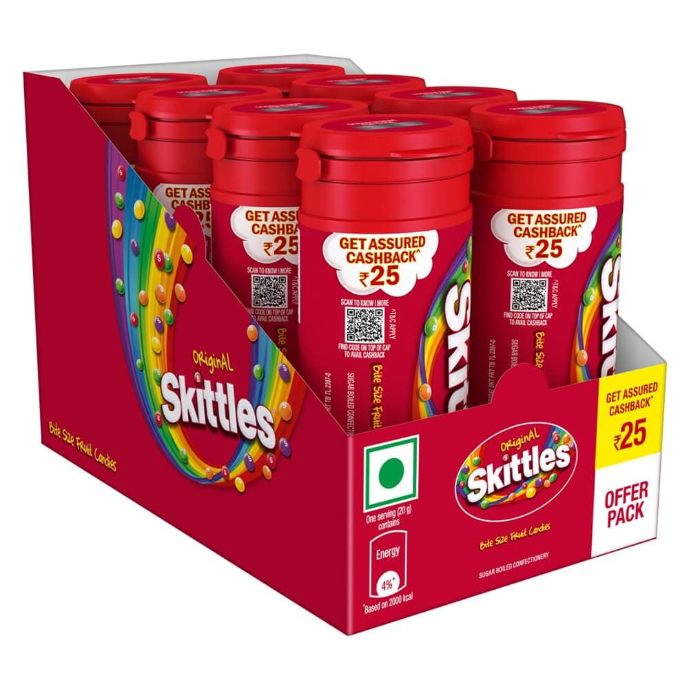Skittles Original Chewy Fruit Candy Pack (Lemon, Apple, Grape, Strawberry and Orange) 33.5g (Pack of 8)