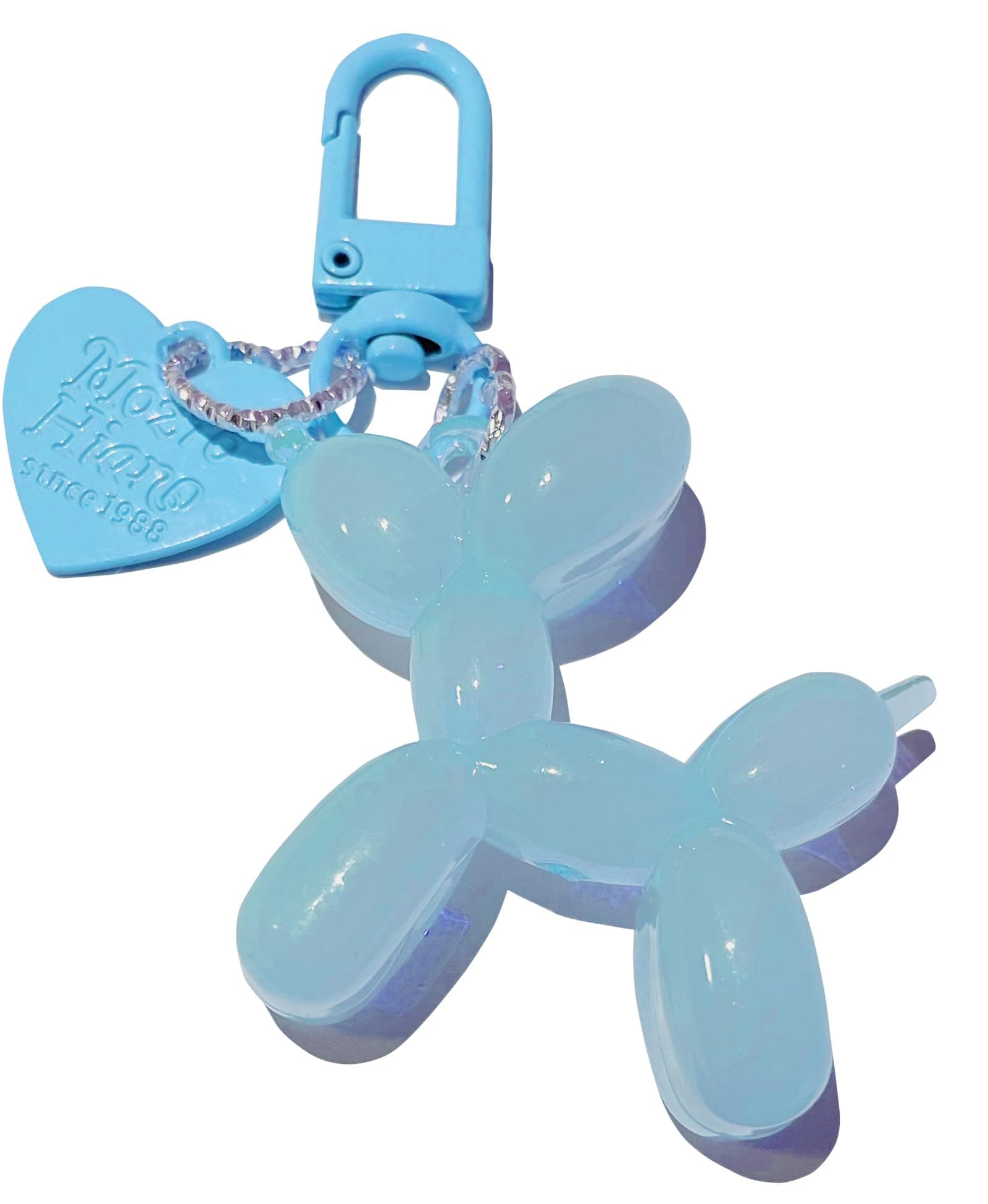 LAEKOU Jelly Balloon Dog Design Keychain for Women, Cute Girls Key Chain, Bag Charms Accessories for Car Purse Backpack, Full Blue, Medium