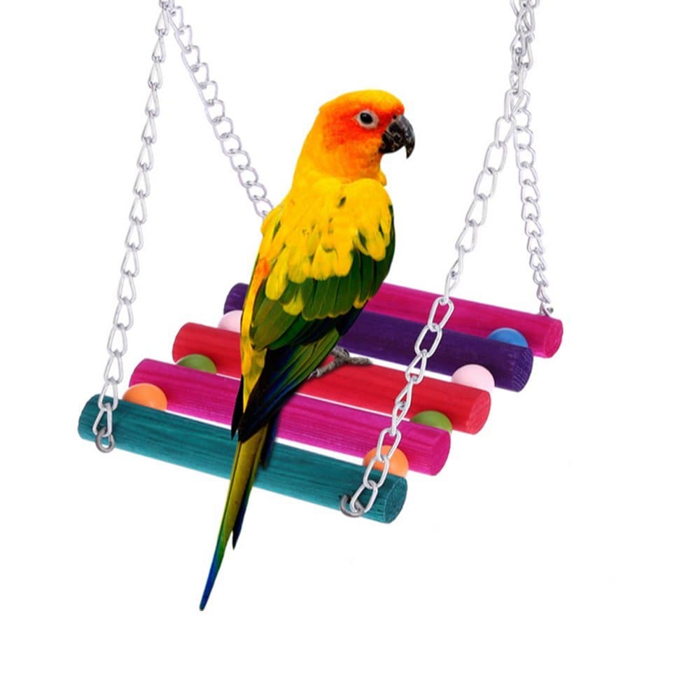 Rainsflower Pet Bird Parrot Parakeet Budgie Cockatiel Cage Hammock Swing Colorful Hanging Toy