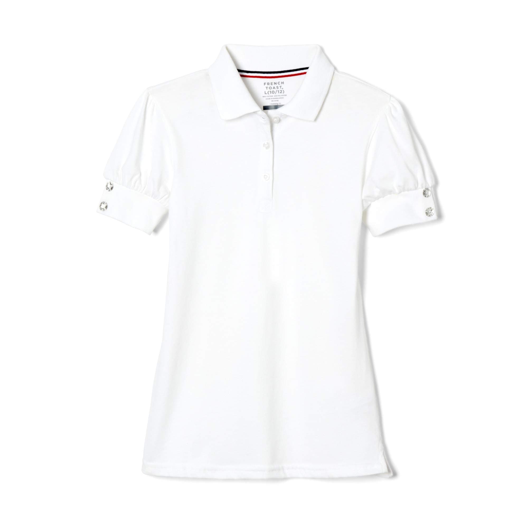 French ToastGirl's Puff Sleeve Double Button Polo School Uniform Shirt