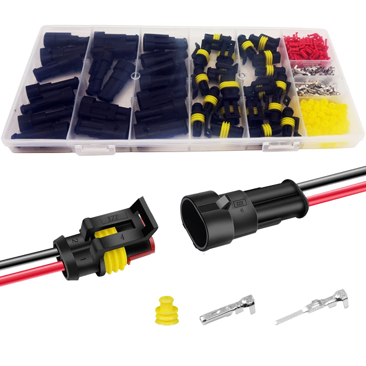 20 Kits 2 Pin Connector Automotive Electrical Connectors 2 Wire Connectors Waterproof Connector Quick Disconnect and Connect 22-16 AWG
