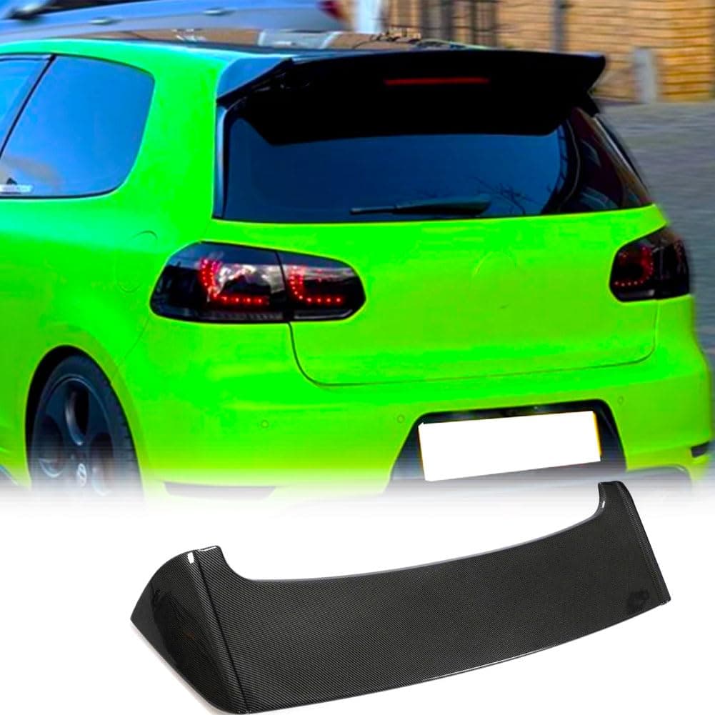 MCARCAR KIT Carbon Fiber Pattern ABS Rear Spoiler fits for Volkswagen VW Golf 6 VI MK6 GTI R20 3Door 5Door Hatchback 2010-2013 Gloss Black Roof Window Spoiler Top Wing Lip Auto Parts Factory Outlet