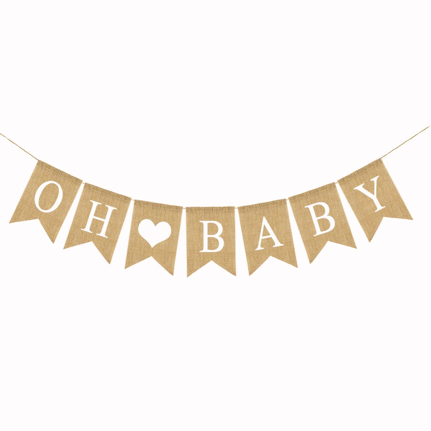 OH Baby Burlap Banner OH BOY Flag OH Girl for Baby Shower Party Decorations BB04 (OH Baby with Heart)