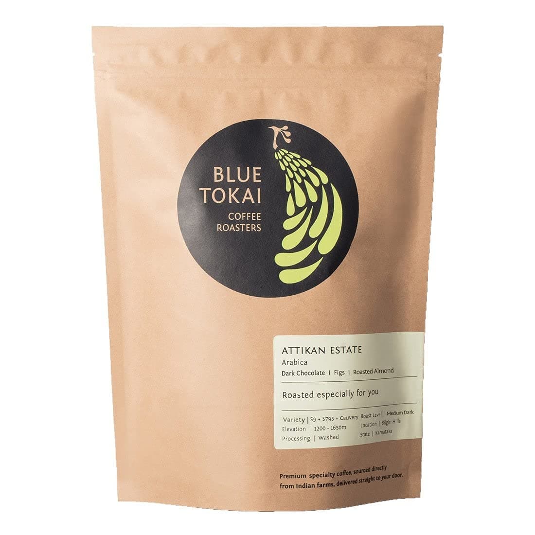 Blue Tokai Coffee Roasters Attikan Estate - Medium Dark Roast Pouch | Turkish Grind 500G| Rich & Smooth | 100% Arabica Beans | Specialty Coffee | Freshly Roasted Ground Coffee