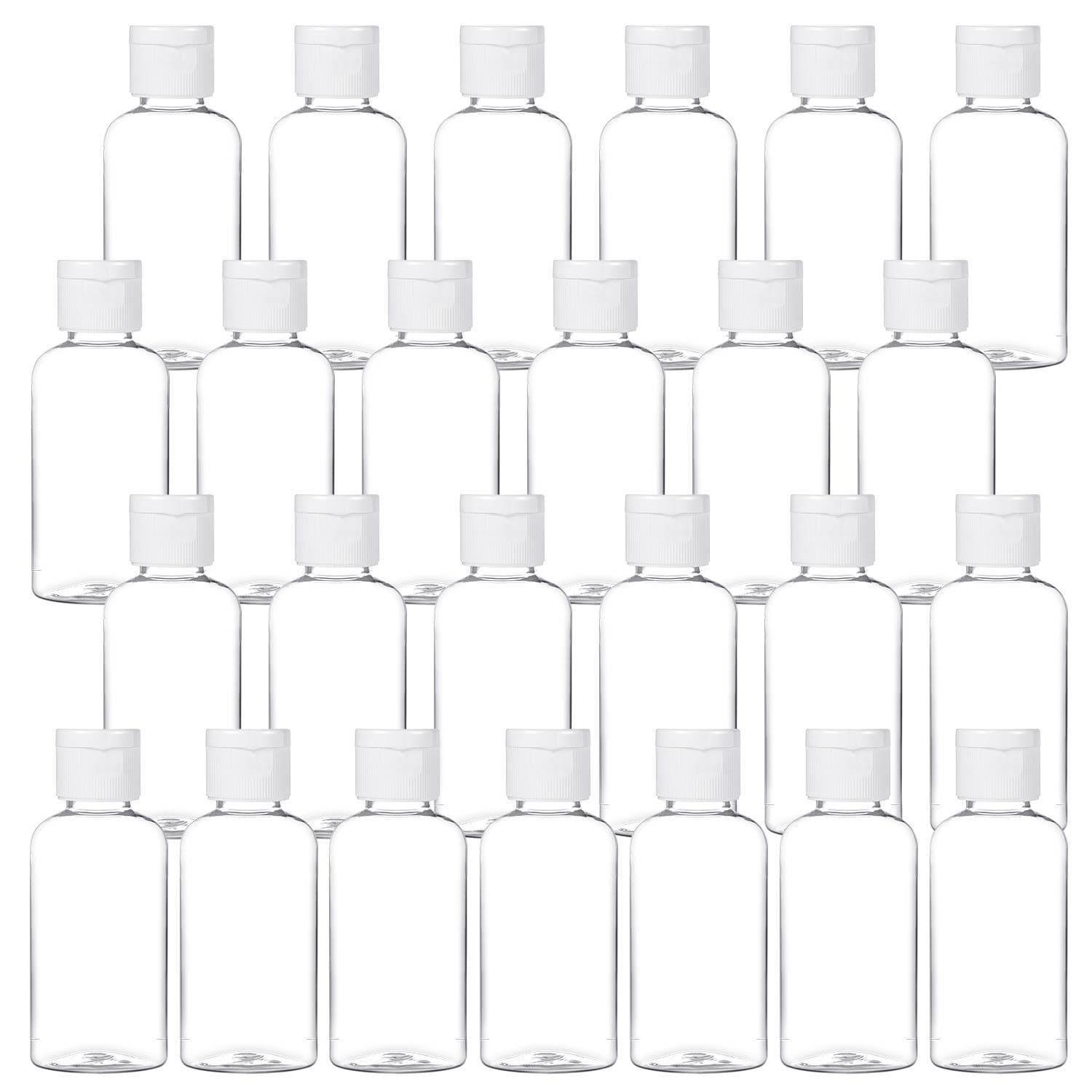 25 Pack 1.7oz/50ml Plastic Empty Bottles Clear Travel Containers Travel Size Bottles with Flip Cap Squeezable Refillable Toiletry (clear)