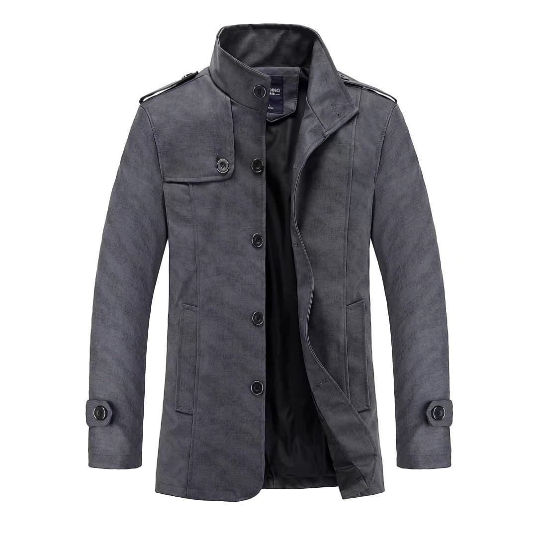 ZhenZhou trench coats for men autumn winter stand collar slim fit pu leather business style