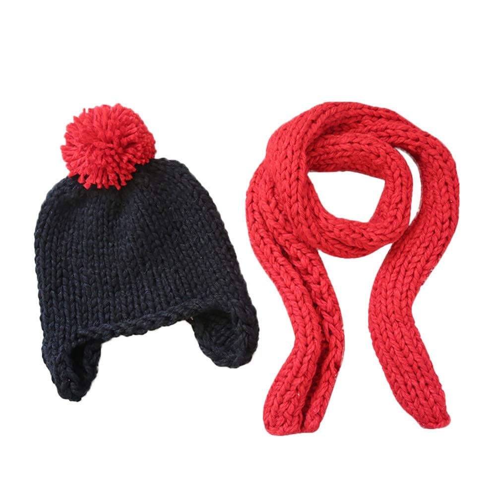 UPAKING Toddler Kids Girl Boy Baby Infant Winter Warm Crochet Cap Knit Hat Scarf Two Set(Winter essentials)