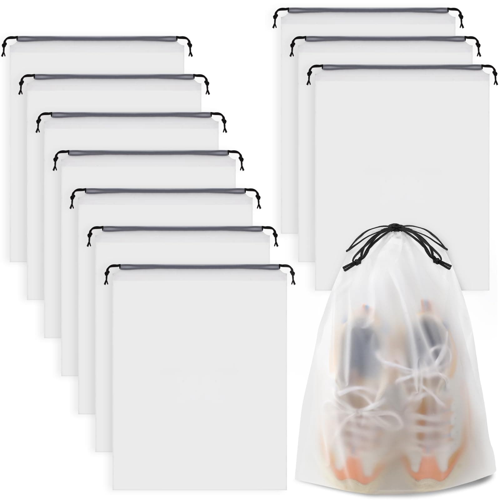 Shoe Bags for Travel, Transparent, Transparent-10pack