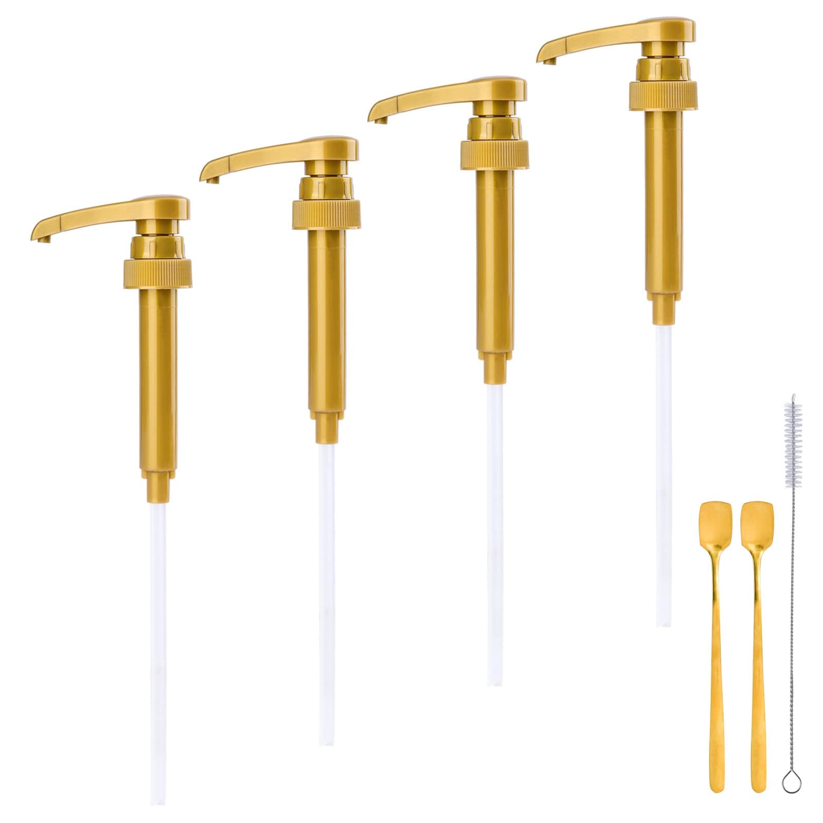 4-Pack Syrup Pump for 25.4 Oz/750ml Flavorings Bottles, Compatible with Torani, Matteo's, DaVinci, Jordans Skinny Syrups, Coffee Bar Accessories