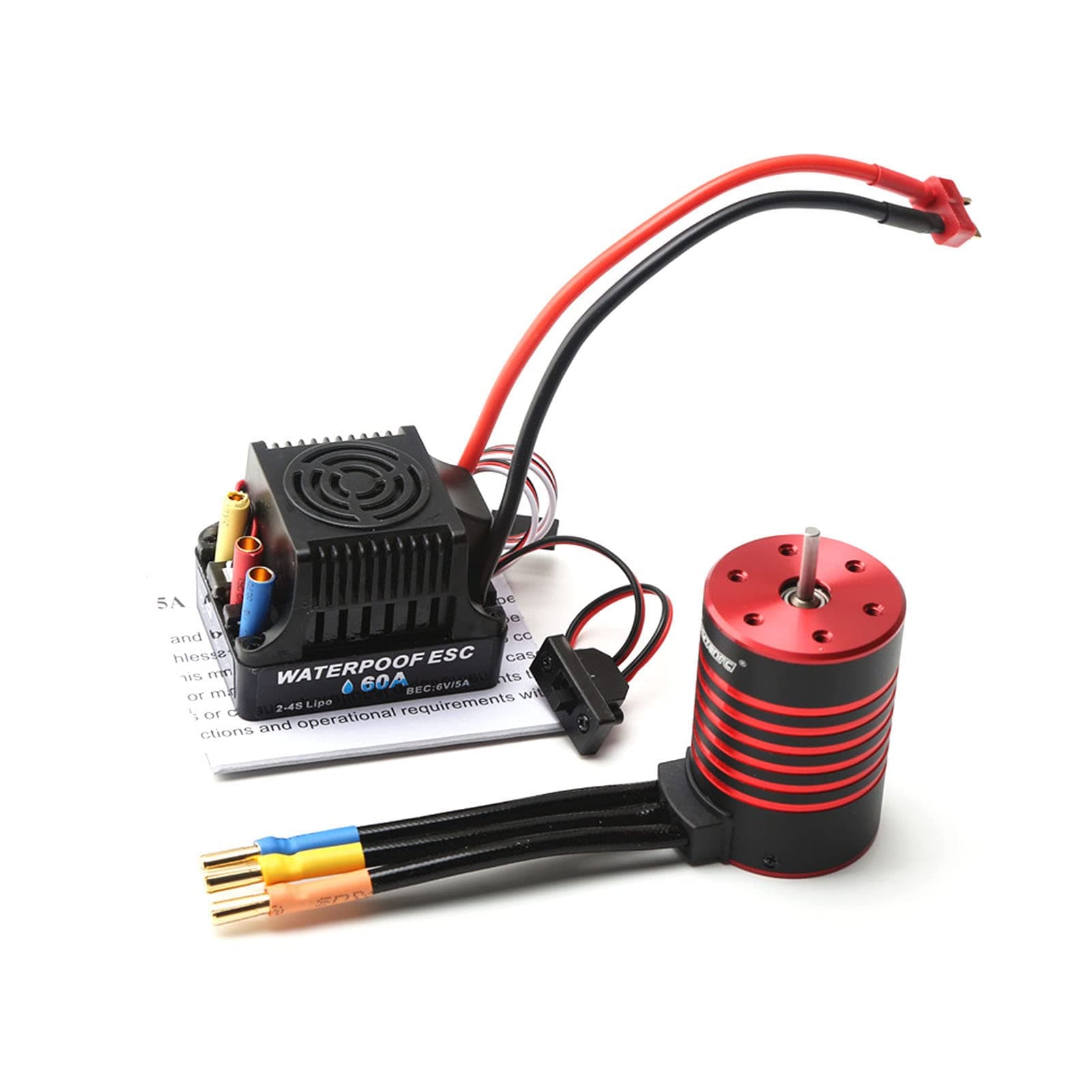ESC,ERYUE 3650 Brushless Motor 2300KV Waterproof Motor 60A ESC T Plug for 1/10 RC Car Truck