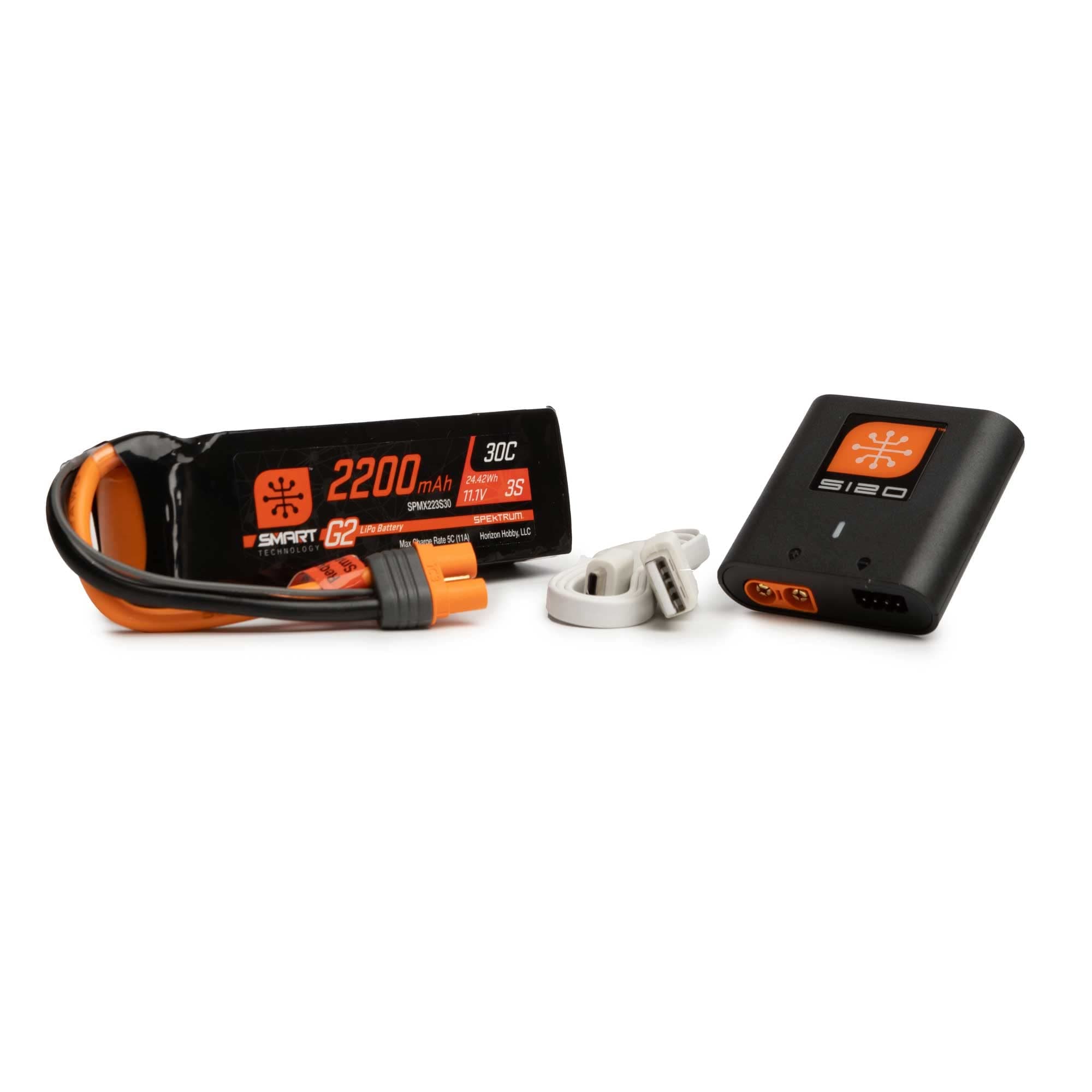 Spektrum SPMXPSA200 Smart Power Stage Air Bundle: 2200mAh 3S G2 LiPo Battery/S120 Charger, Multicolor