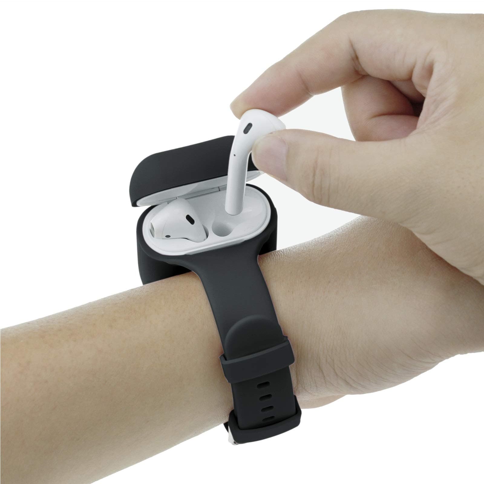 Latest Wrist Band for AirPods/AirPods 2 Case Accessories Sport Strap Cover Compatible with Apple Airpods 1st and 2nd Wireless Charging Case Portable Full Protective Silicone Skin (Black)