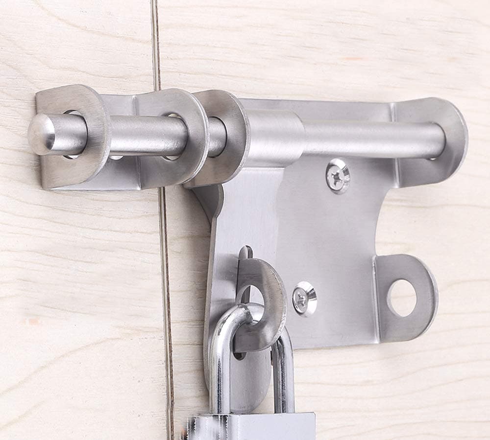 Sliding Bolt Gate Latch,Stainless Steel Latch Bolt Door Latch Lock, Bolt with Padlock Hole, Hasp Safety Clasp Hasp Barrel Bolt Sliding Latches,Stainless Steel Brushed Finish