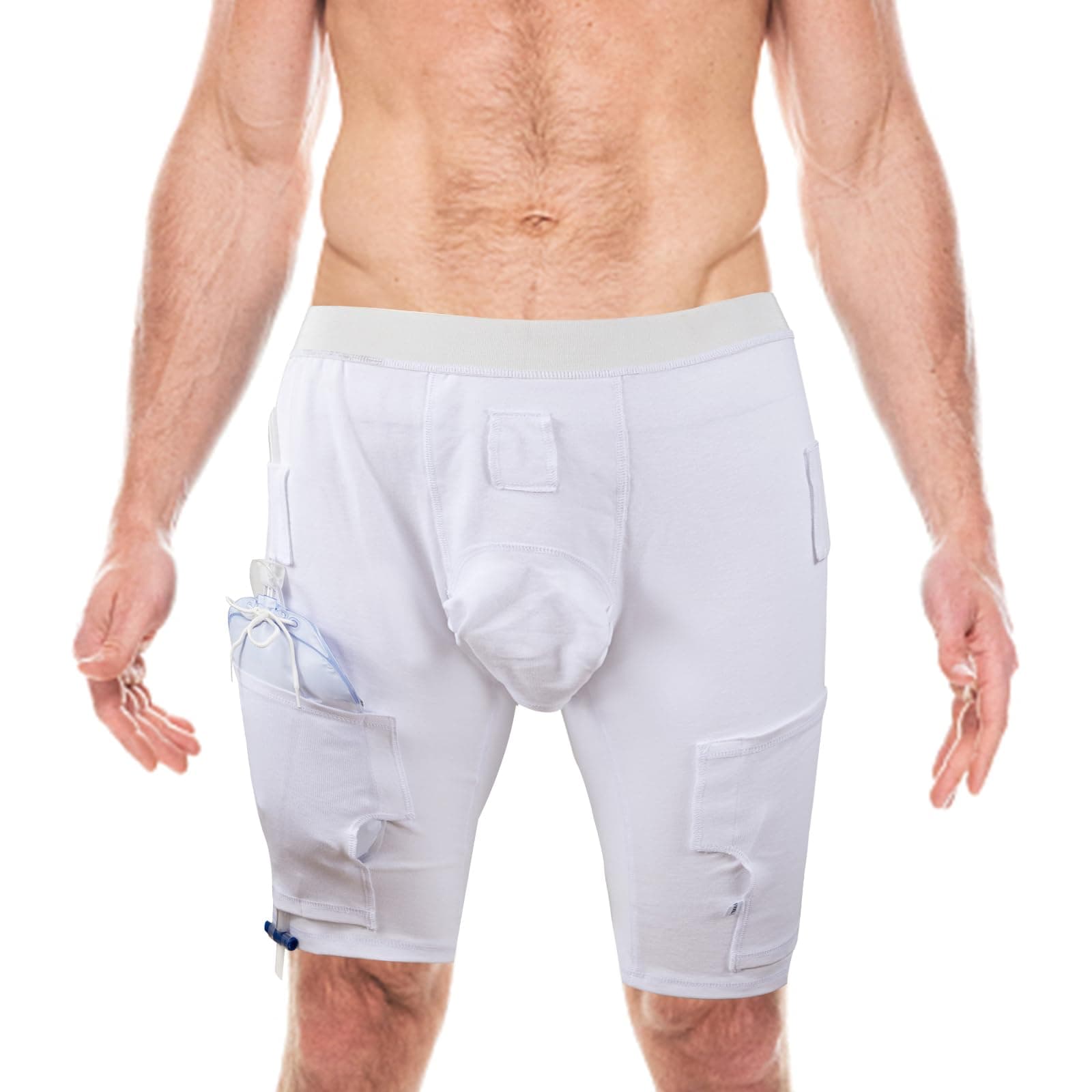 Catheter Leg Bag Underwear - Urine Drainage Bag Holder for Men & Women| nephrostomy Bag Holder -Catheters Holds 2 600ml Leg Bags Nephrostomy Tube and Drainage Bag Underwear,nephrostomy Supplies (M)