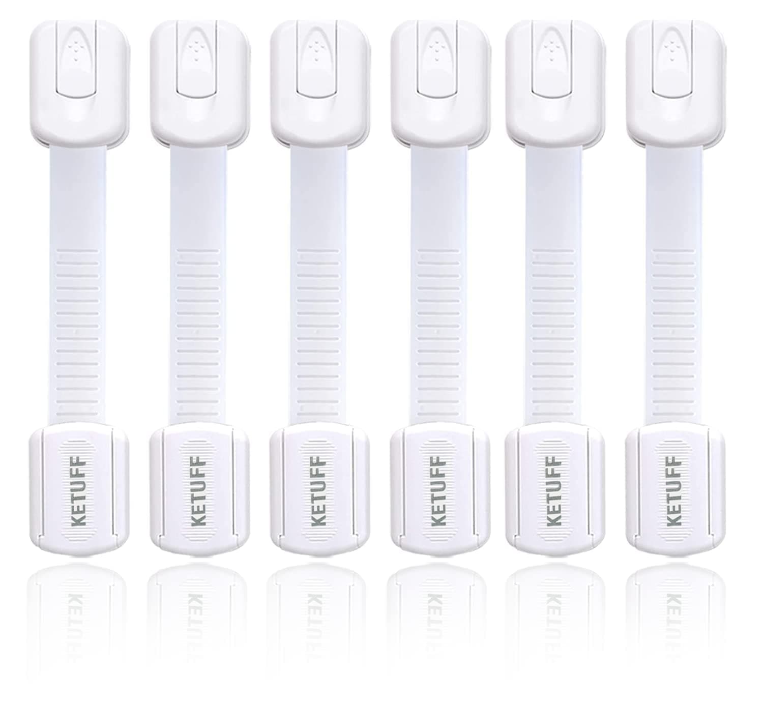 Child Safety locks (6-Pack), Baby Safety Lock, Baby Proofing set, Strong & Adjustable Size/Flexible, Child Proofing Kit, Cabinet locks, Drawers, Toilet Seat, Fridge, Oven, With 6 Extra 3M adhesives