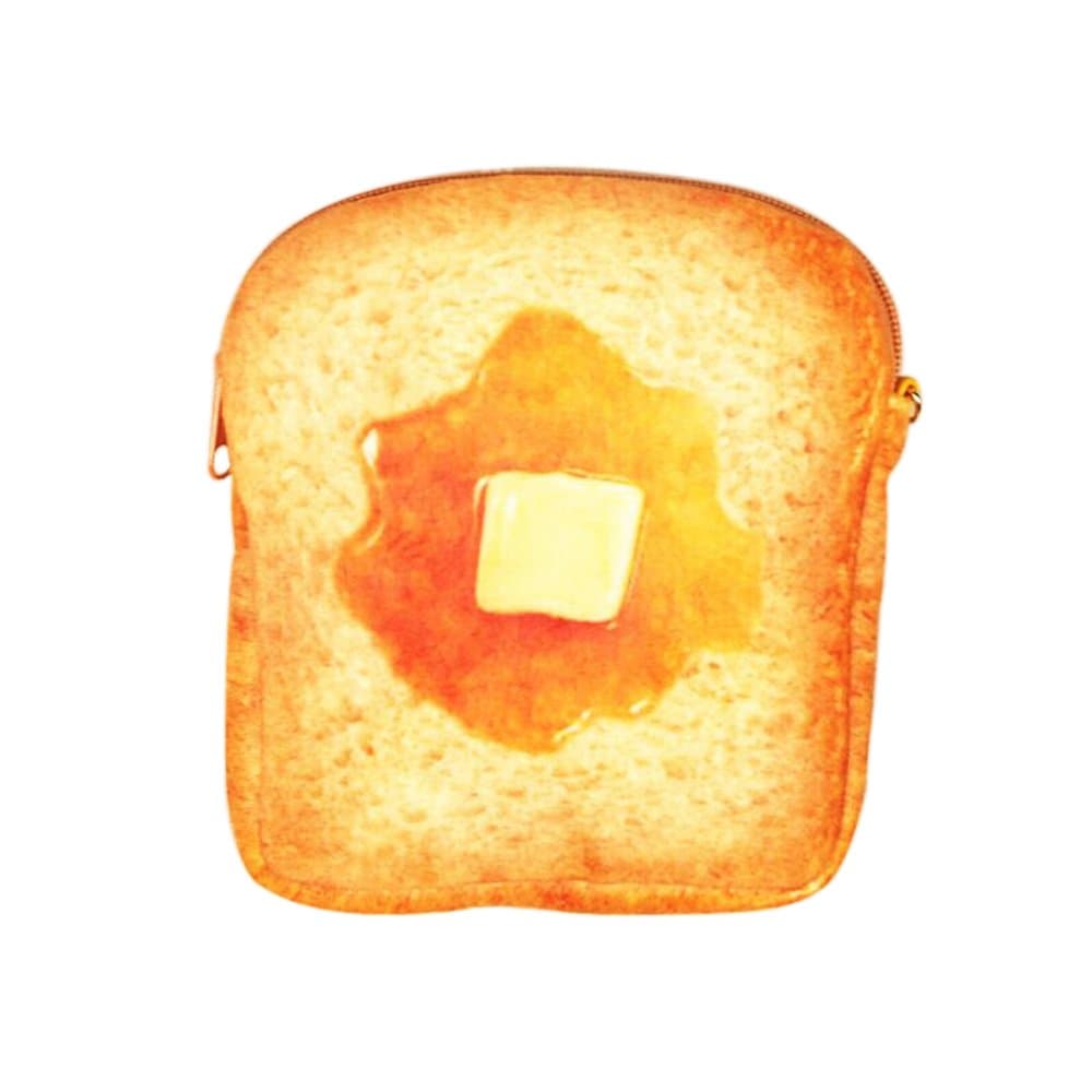 Butter Toast Pencil Case, SXUUXB Fantasy Pattern Flexible Cotton Coin Pouch with Zipper Design & 115cm Gold Straps