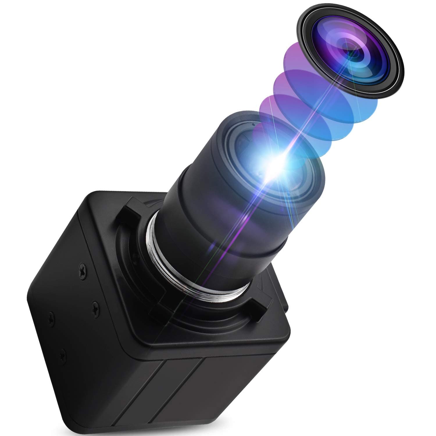 8 Megapixel USB Camera 2.8-12mm Varifocal Lens Webcam HD 3264X2448 Webcamera Mini Industrial Camera Outdoor Indoor Web Cams Plug&Play, Support UVC OTG 2.0