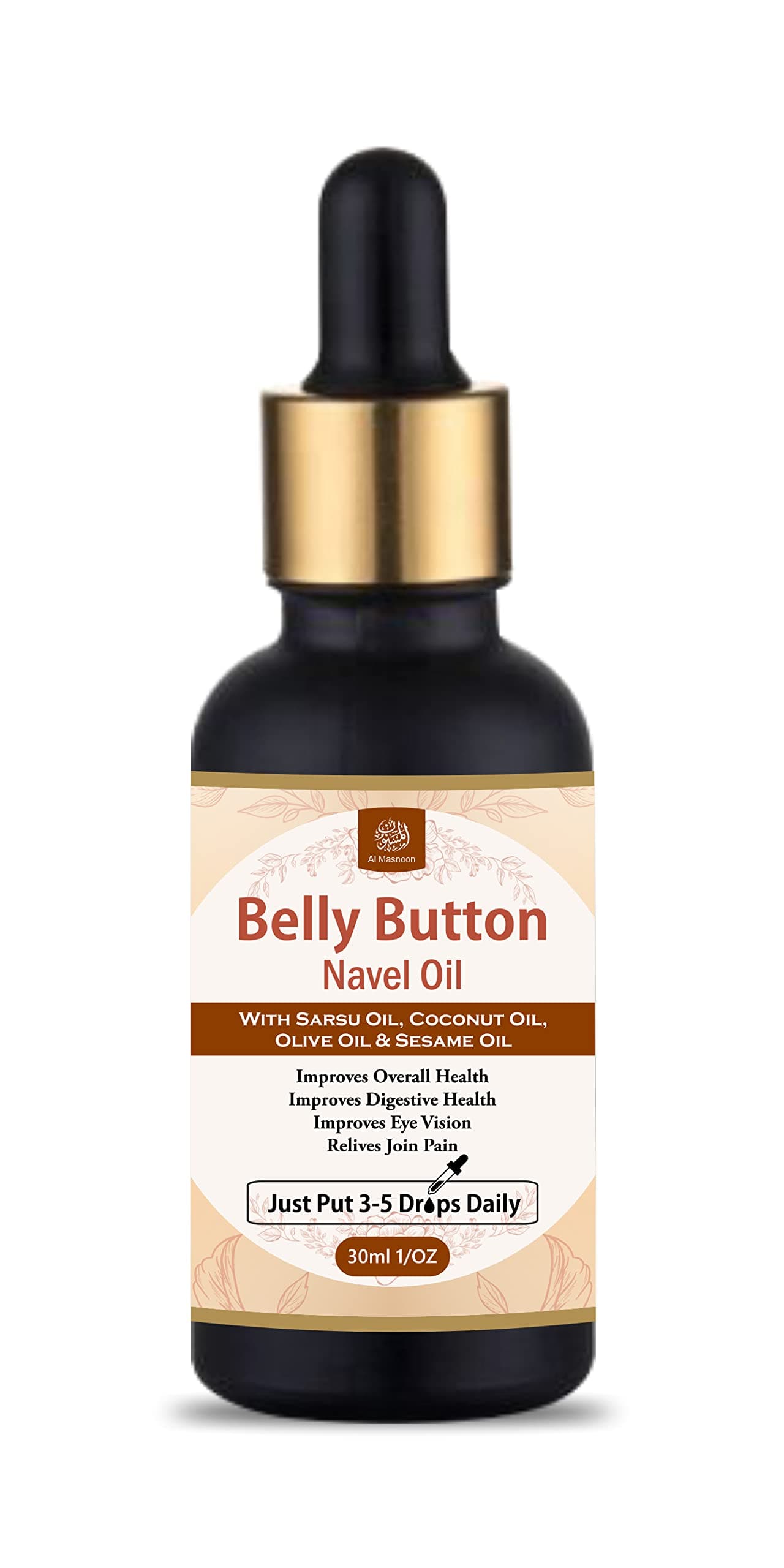 Belly Button Oil/Nabhi Oil/with Coconut, Sarsu & Olive Oil for Overall Health 30ml pack of 1