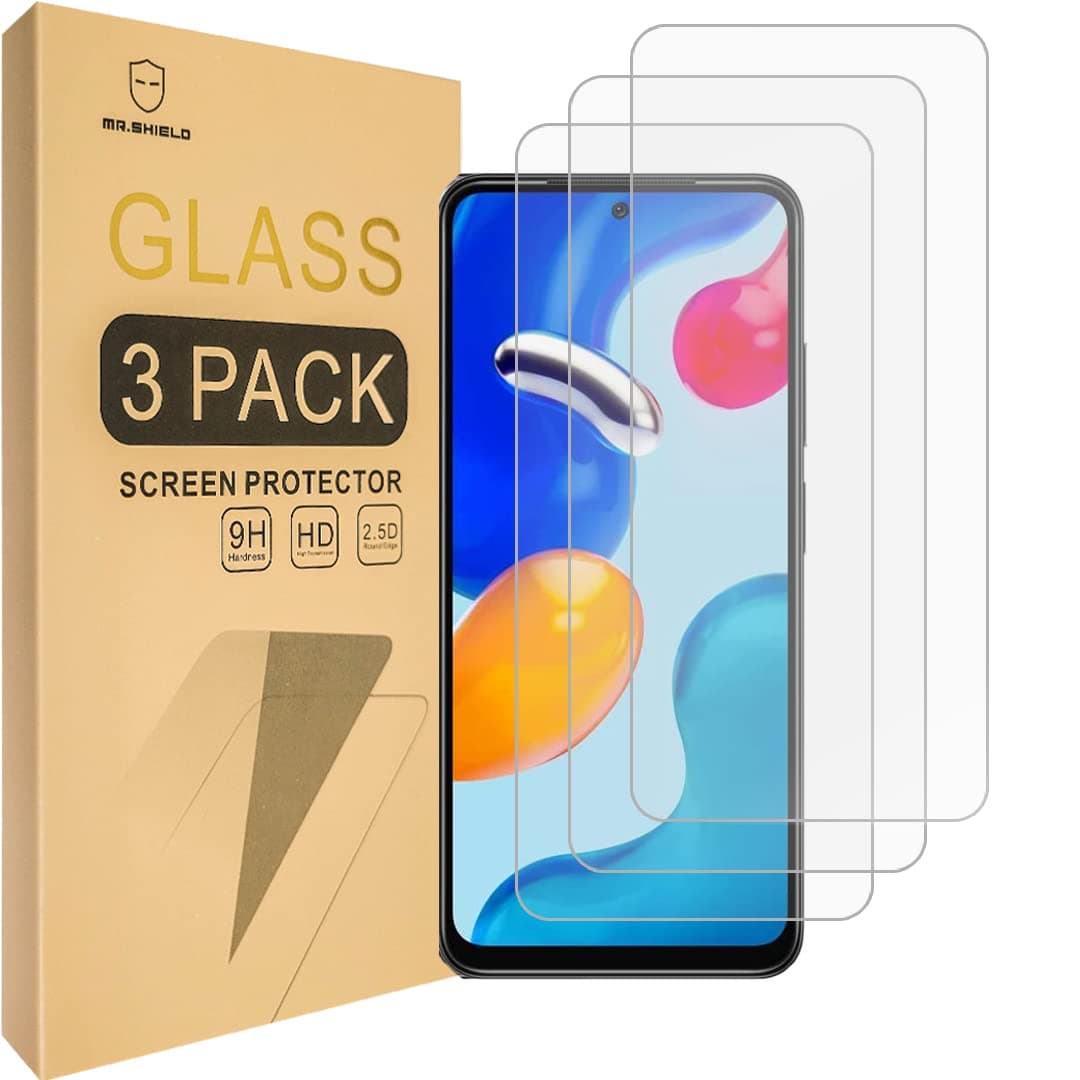 Mr.Shield [3-Pack] Designed For Xiaomi (Redmi Note 11/11S 4G) 6.43 Inch [NOT Fit For 5G Version] [Tempered Glass] [Japan Glass with 9H Hardness] Screen Protector with Lifetime Replacement
