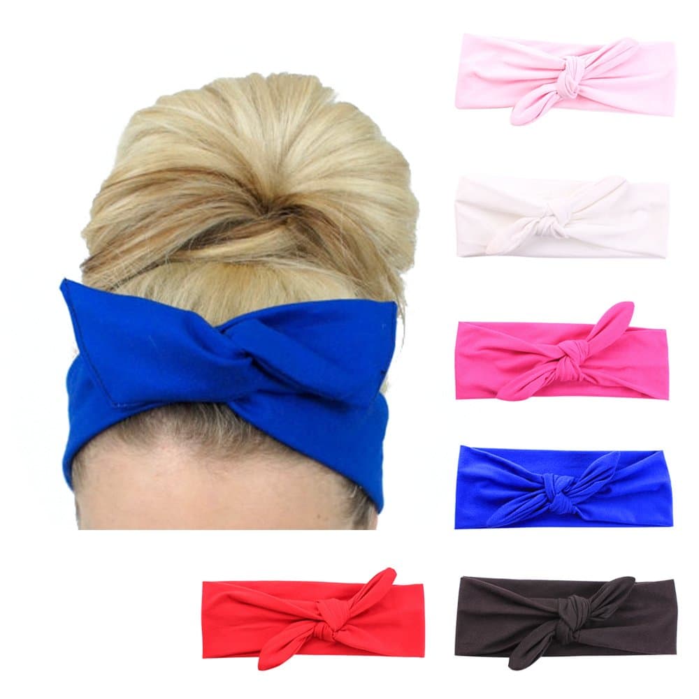 6 Pack Women's Rabbit Ear Headbands Turban Headwraps Accessories for Sports Running