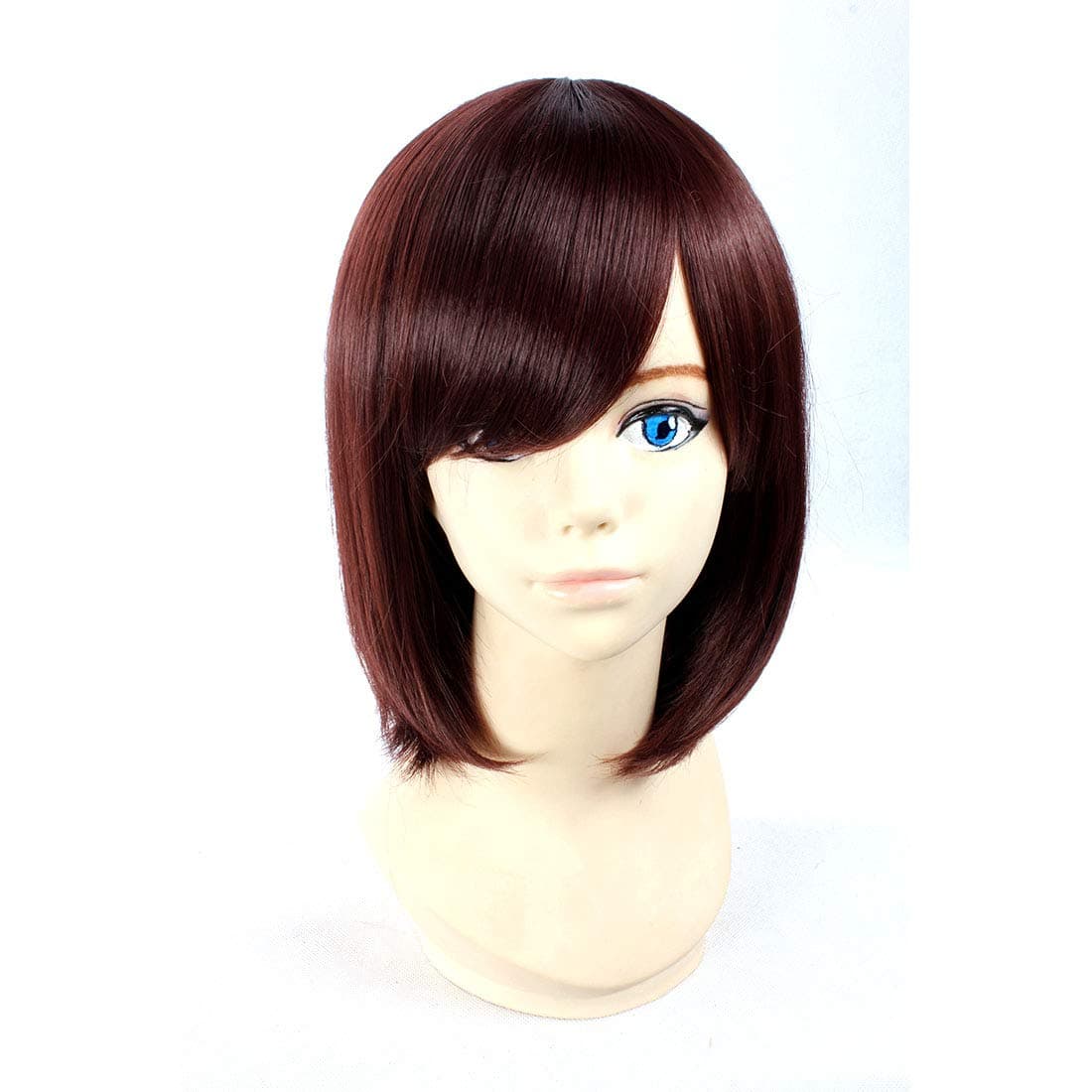 HOOLAZA Dark Brown Medium Straight Wig Haruhi Suzumiya Yoshida Kazumi Mazaki Anzu Tea Gardner Orihara Kururi Hollywood Hirasawa Yui Suzuki Sonoko Serena for the Halloween Party Cosplay Wig