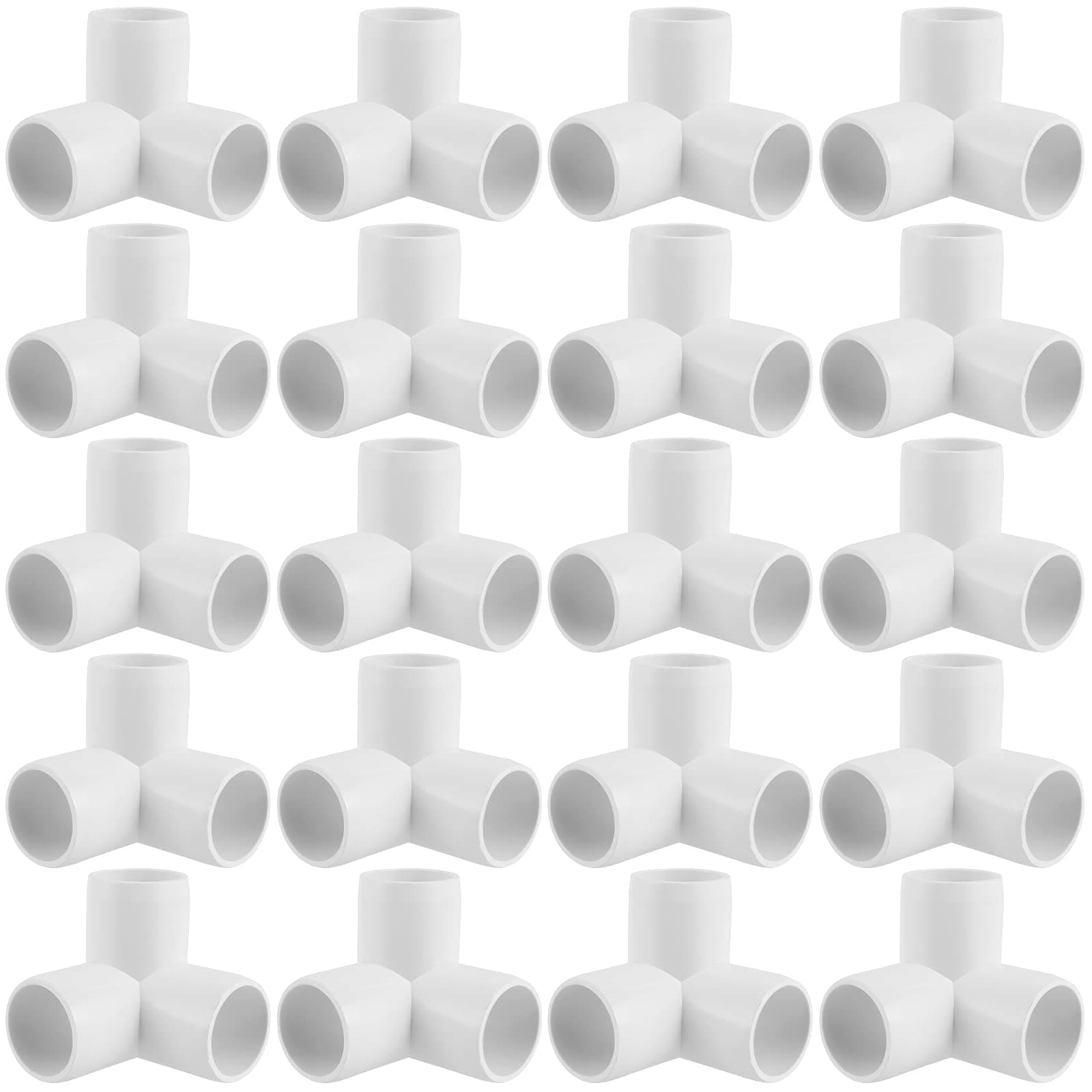20 Pack 1 Inch 3 Way PVC Pipe Elbow, PVC Tee Fittings Pipe Connectors, SCH40 Furniture Grade, White1