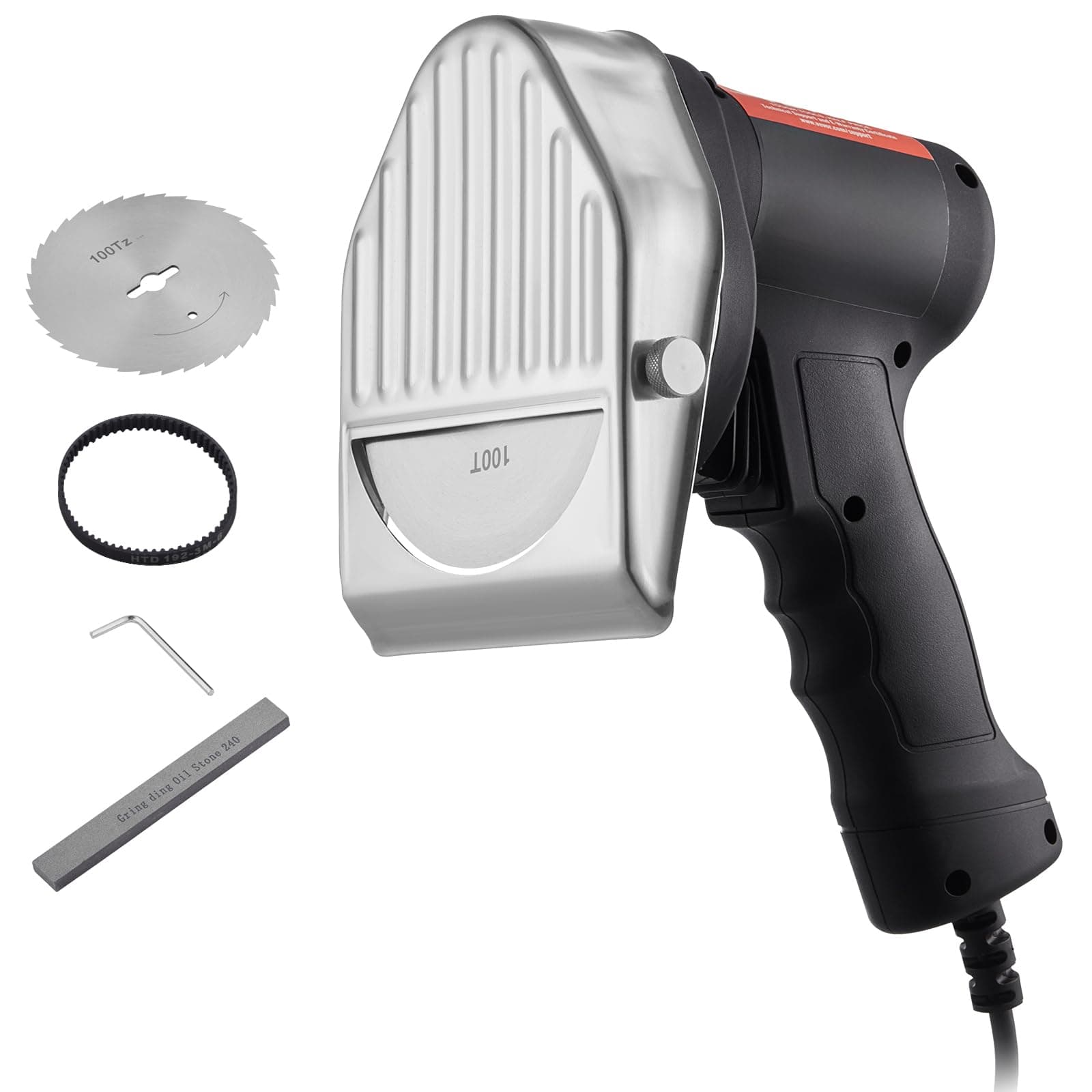 VEVOR 110V Electric Shawarma 80W Professional Turkish Kebab Knife Stainless Steel Commercial Gyro Cutter 2800 RPM With 2 Blades Φ3.93/100mm Adjustable Thickness 0-8 mm