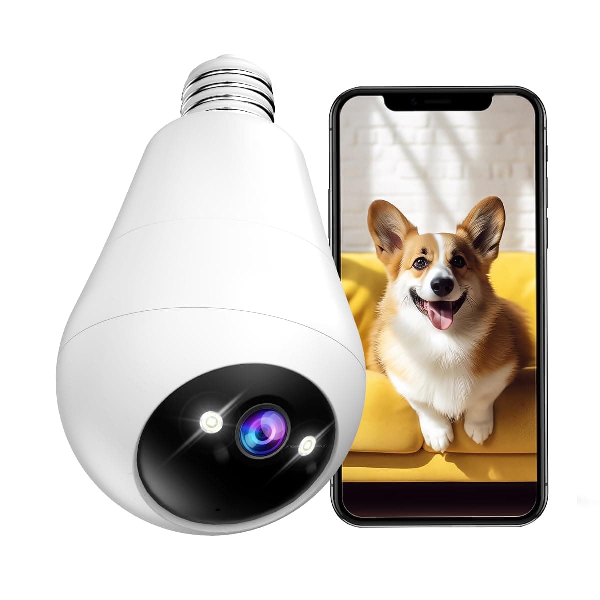 JOOAN Light Bulb Security Camera 2K Indoor Outdoor Camera Wireless Smart 360° Cameras for Home Security Motion Detection Auto Tracking Alert 2 Way Audio 24/7 Recoding Color Night SD/Cloud Storage 2.4G