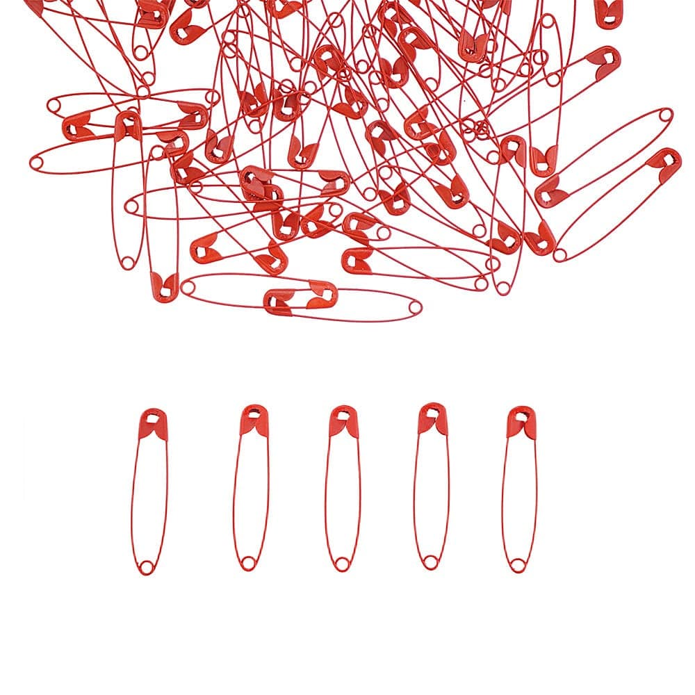 Red Safety Pins 2.16 Inch Metal Safety Pins for Handcrafts DIY Sewing Art Craft Pin Pack of 100