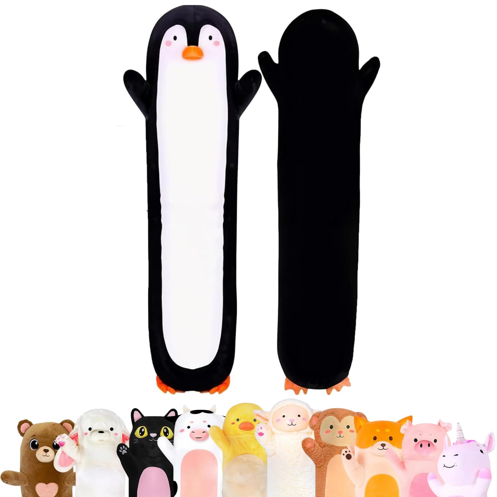 Penguin Plush Body Pillow for Kids | Long Stuffed Animal Cuddle Pillow | Soft Hugging Toy | Plushie Gift for Girls & Boys | Long Plush Body Pillow for Sleep & Comfort | Small, 23 Inches