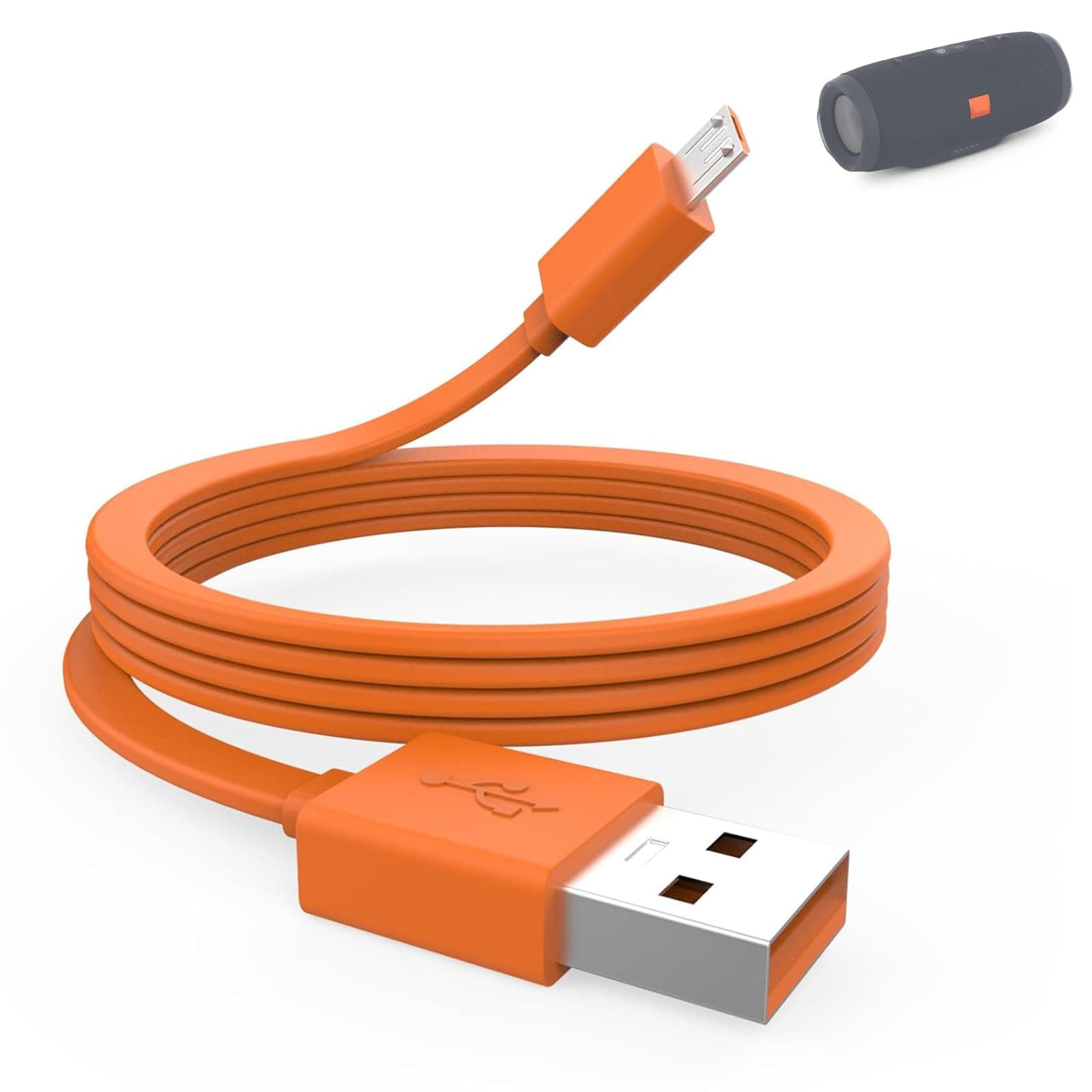 Micro USB Fast Charging Cable Cord Compatible with for JBL Wireless Bluetooth Speaker, Charge, Pulse, Flip, Pulse, Go, Clip Plus, Trip (Orange)