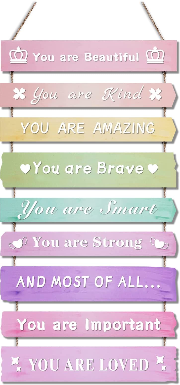 - Pink Room Decor for Teen Girls Aesthetic, Cute Bedroom Wall Decor for Baby Girl, Boho Rainbow Wall Art Signs, Trendy Stuff Decorations for Kids Nursery Bed Room Dorm Classroom Bathroom