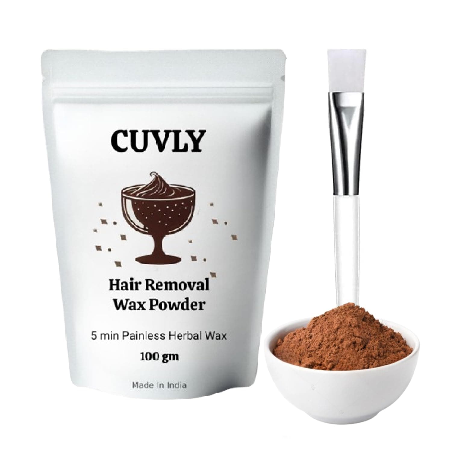 Chocolate Wax Powder Hair Removal 100gm – Full Body Wax Hair Remover for Women, Easy Home Use, Chemical-Free, No Irritation Herbal Wax Powder For All Skin Types Hands, Legs, Underarms, Bikini