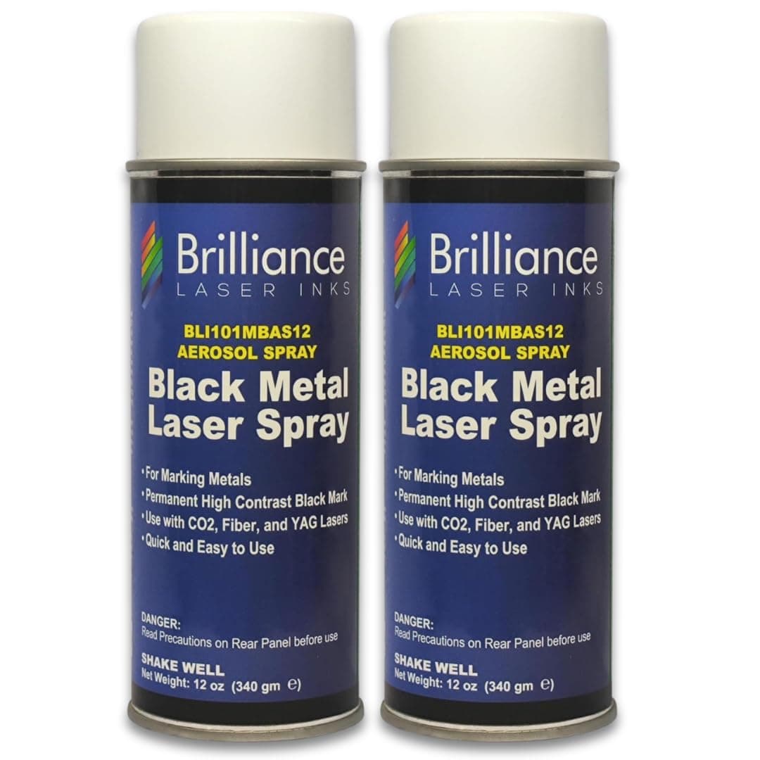 Pack of 2 - BLI101-12 Oz - Aerosol Black Laser Ink for Metals Marking - CO2 Laser - Fiber Laser - YAG, Durable, Permanent, High Contrast, Brilliance Laser Inks