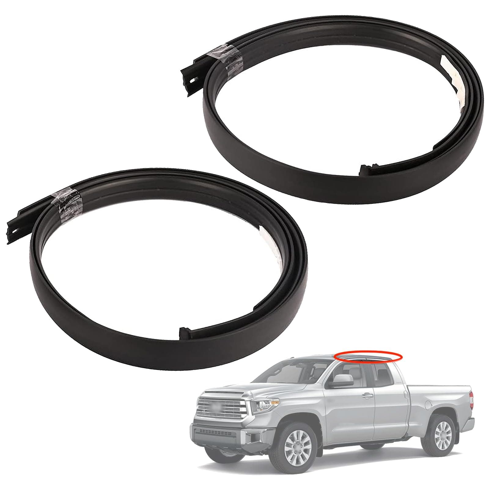 Pair Roof Drip Molding Weatherstrip Compatible with Toyota Tundra Double Cab 2007-2020,Left ‎755520C050 / Right ‎755510C050 （NOT FIT FOR CREWMAX)