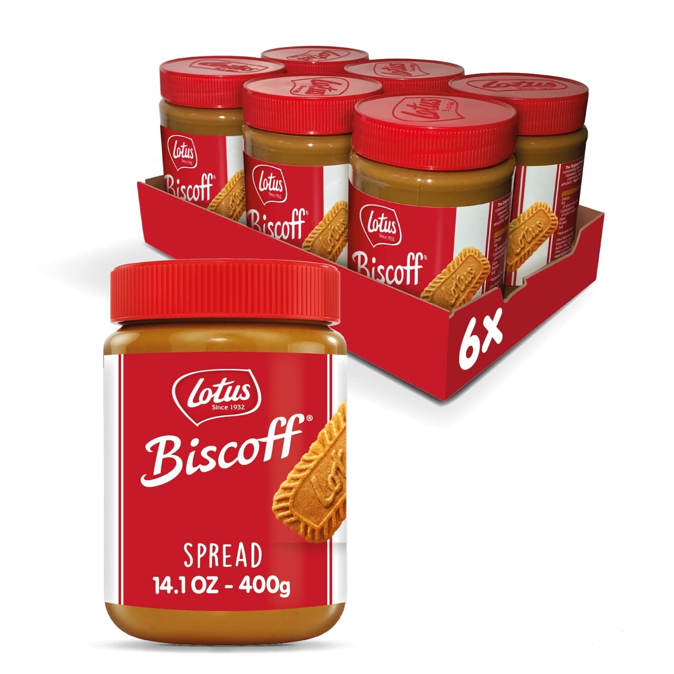 Sweet Spread Smooth - Caramelised Biscuit Spread - Speculoos Flavour - Vegan Friendly (400g x 6)