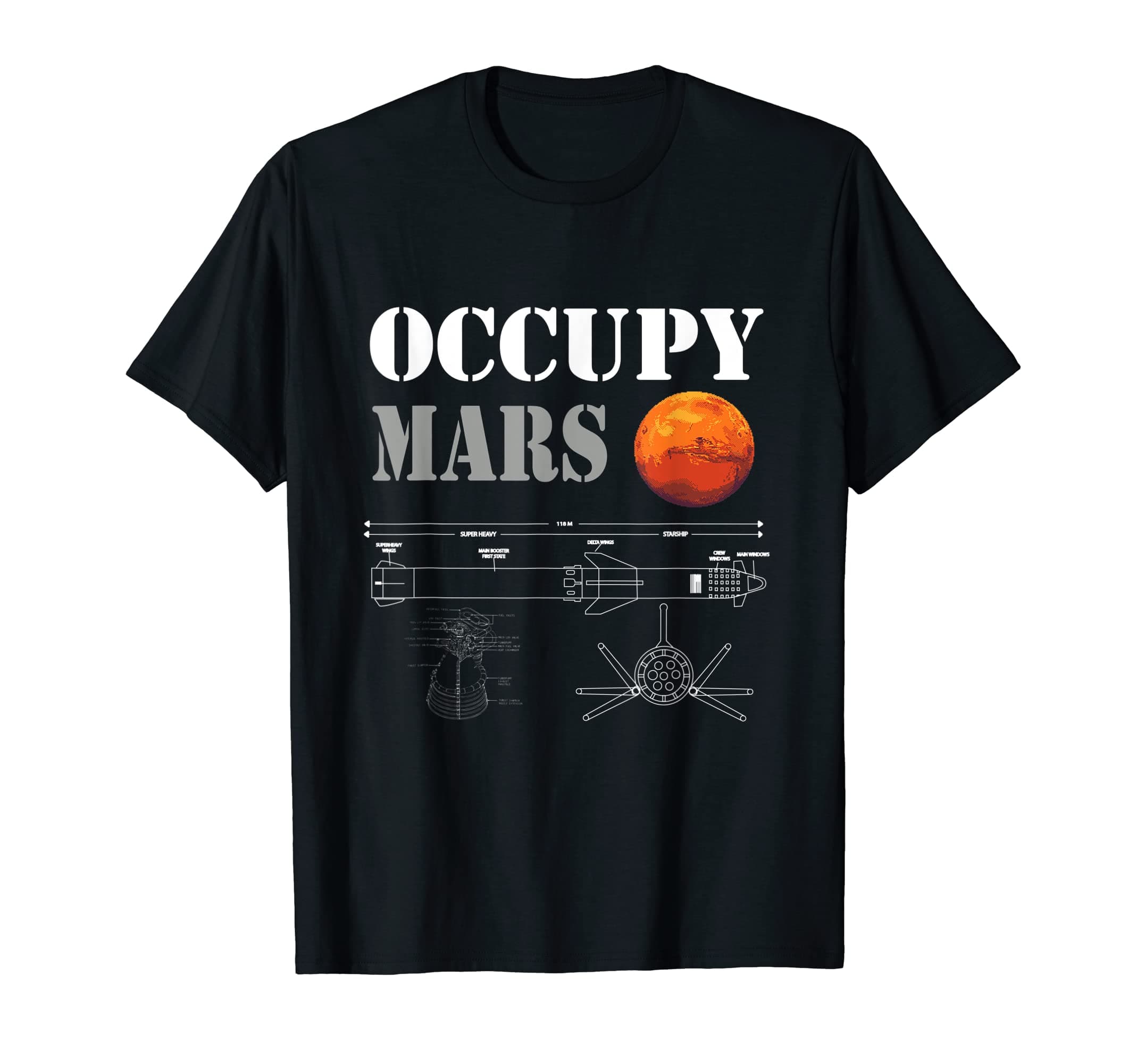 Occupy Mars starship rocket T-ShirtOEKO-TEX STANDARD 100