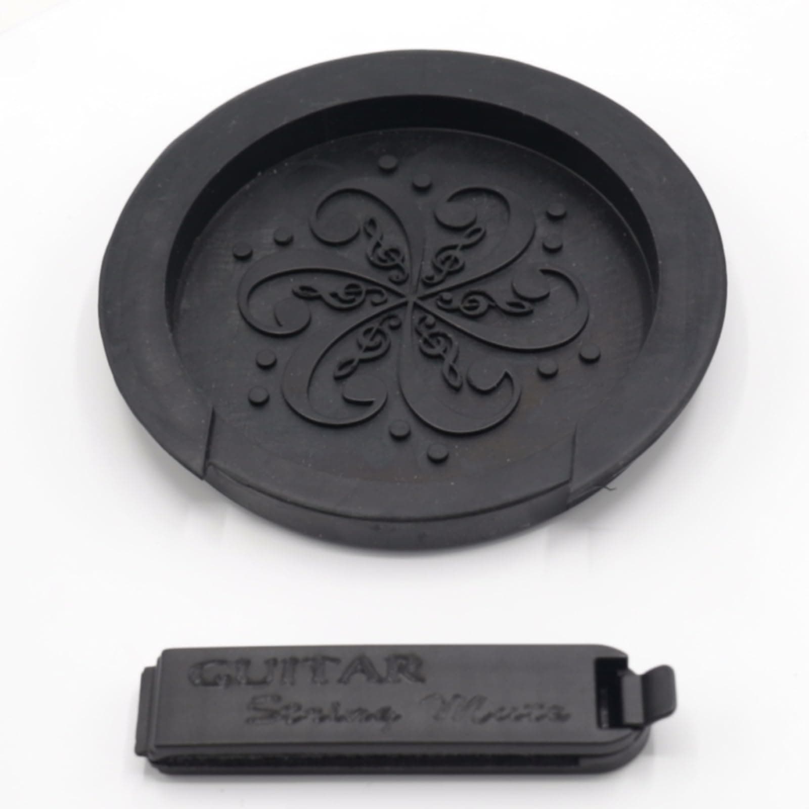 Acoustic Guitar Mute & Soundhole Cover, 2-Pack Rubber Effective String Silencer & Feedback Buster, Compatible with 4-Inch Soundholes - Black