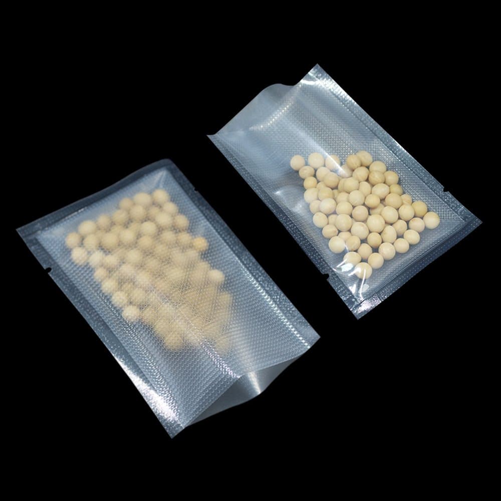 100pcs 4.72mil Thick Small Vacuum Sealer Bags for Food Storage Sous Vide Cooking Nylon Clear Poly Plastic Packaging Bags Heat Seal Vacuum Embossed Bags 7x10cm (2.7x3.9inch)