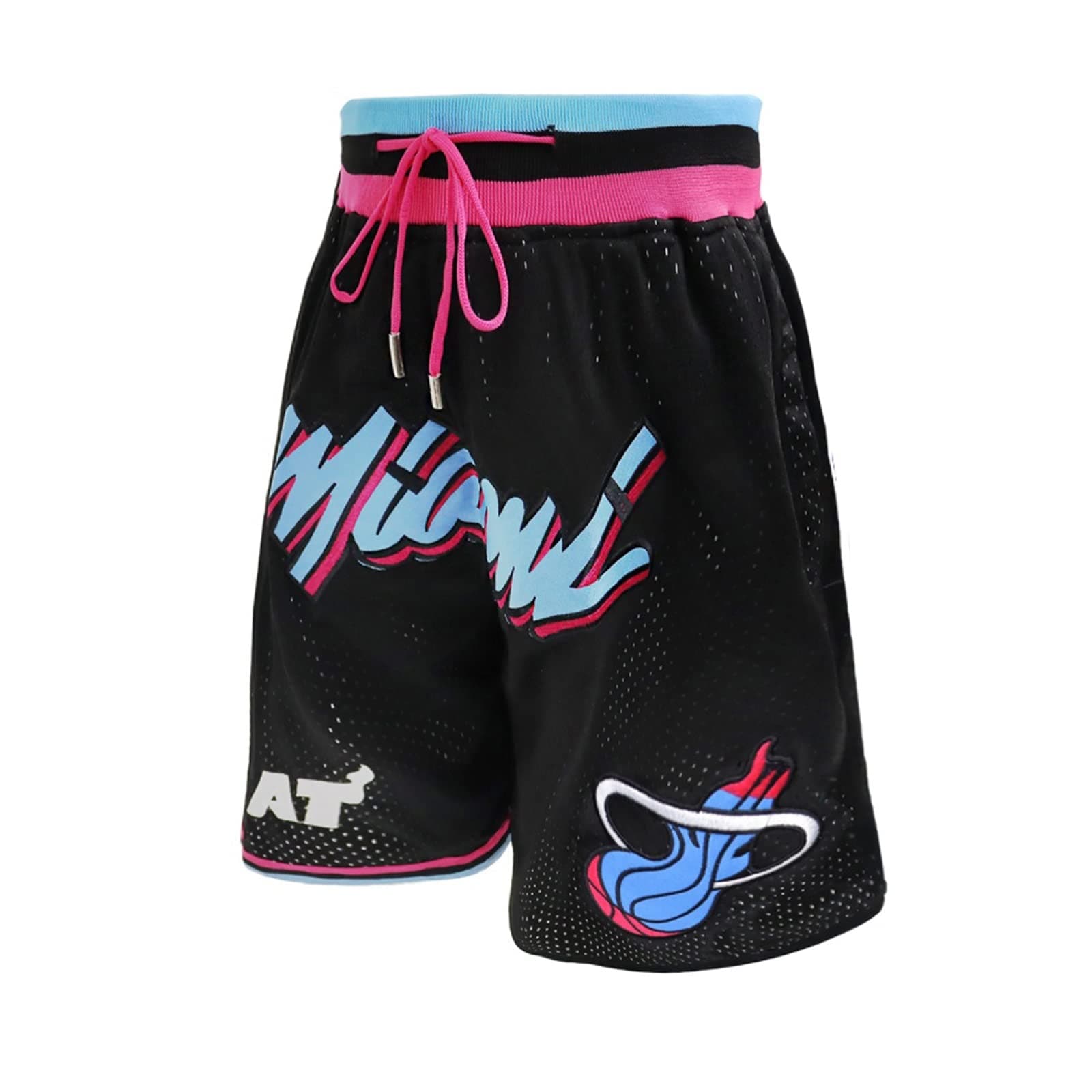 Pmkvgdy Miami Heat Men's Basketball Shorts Outdoor Quick Drying Sports Shorts Running Fitness Shorts Beach Shorts with Zip Pocket (Color : Black, Size : XL)