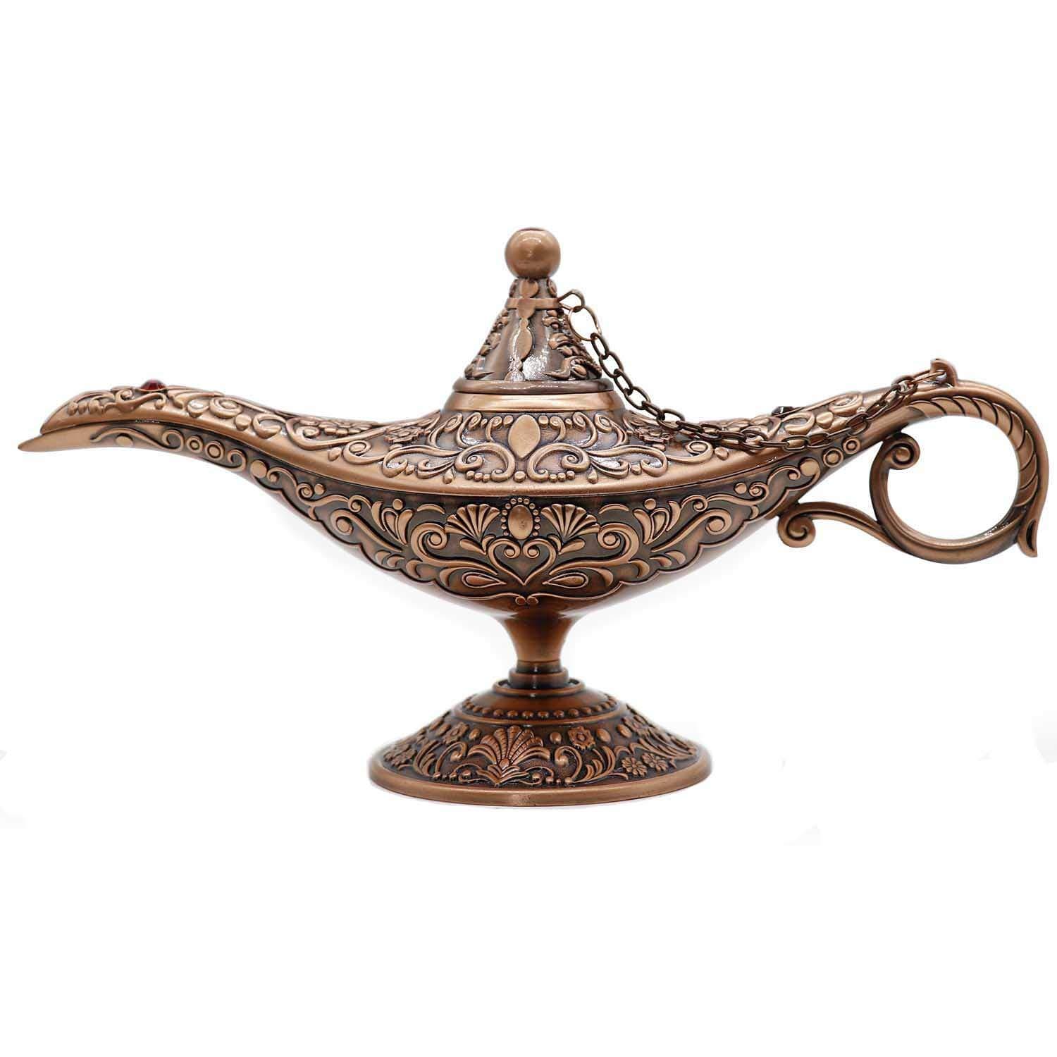 AVESON Luxury Classic Vintage Collectable Rare Legend Aladdin Magic Genie Costume Lamp Home Table Decoration & Gift, Copper