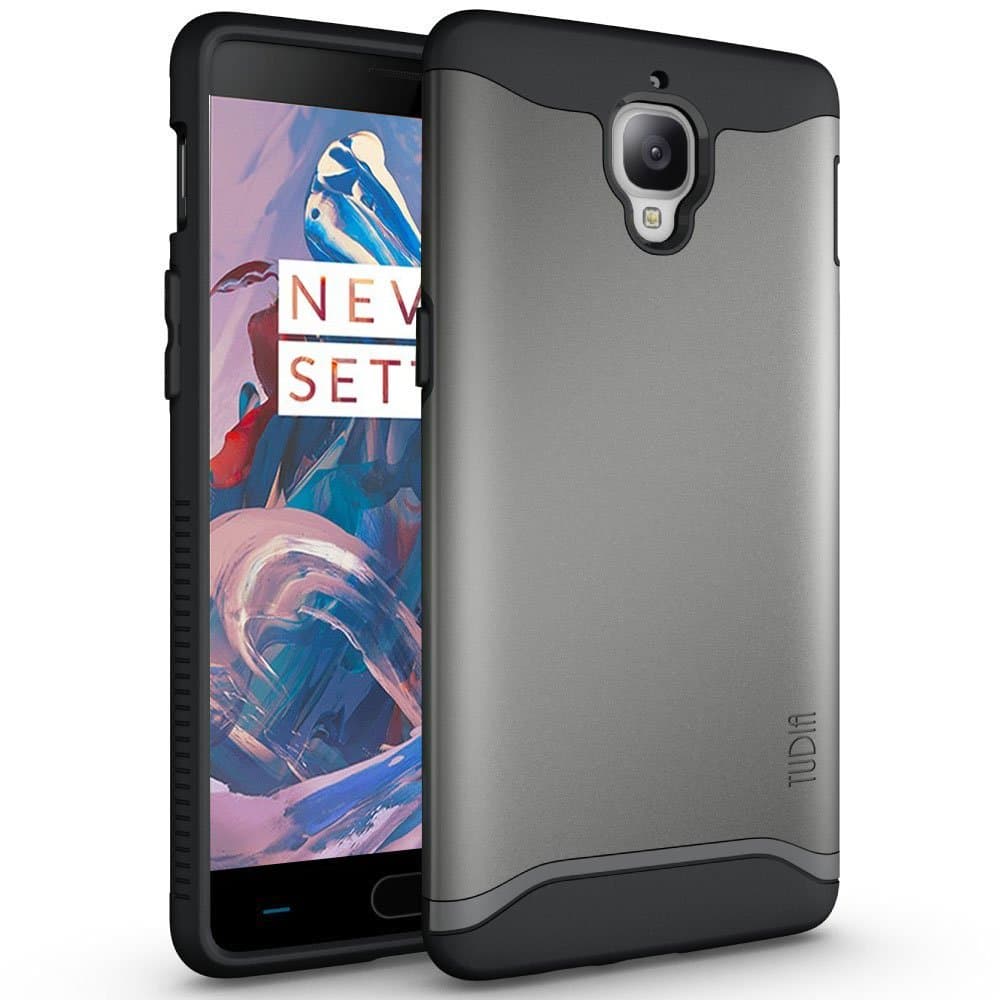 TUDIA OnePlus 3T / OnePlus 3 Case, Slim-Fit Heavy Duty [Merge] Extreme Protection/Rugged but Slim Dual Layer Case for OnePlus 3T, OnePlus 3 (Metallic Slate)