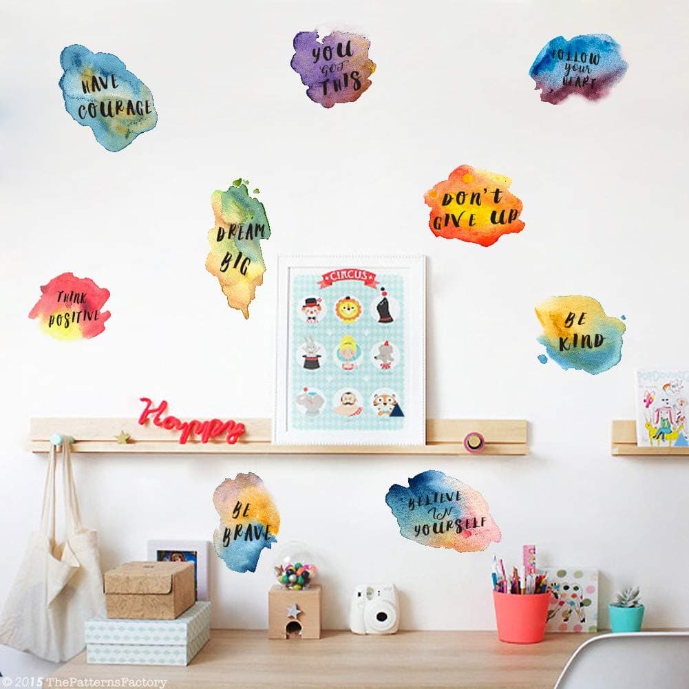 IARTTOP Watercolor Inspirational Quote Wall Decal, Motivational Lettering Sticker for Classroom Wall Decoration,Colorful Inspiring Sayings Decals Window Cling Bedroom Decor