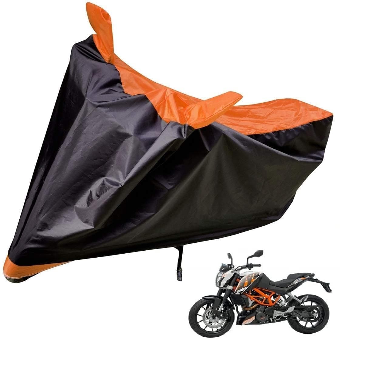 Auto Hub Water Resistant Bike Body Cover for KTM Duke 390 - Black/Orange