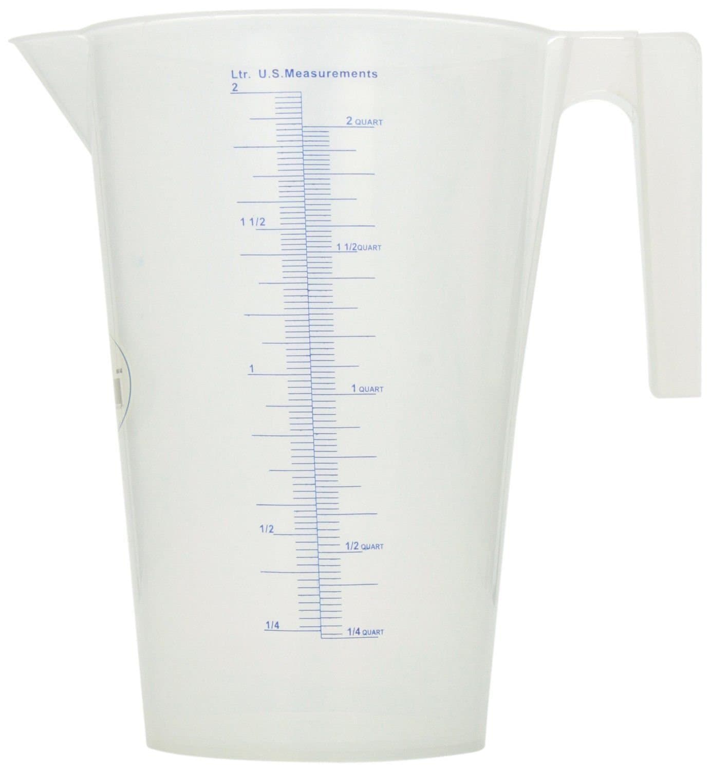 2l Measuring Pitcher Plastic Handle Heavy Duty Liters Quarts Cups Kitchen Garage
