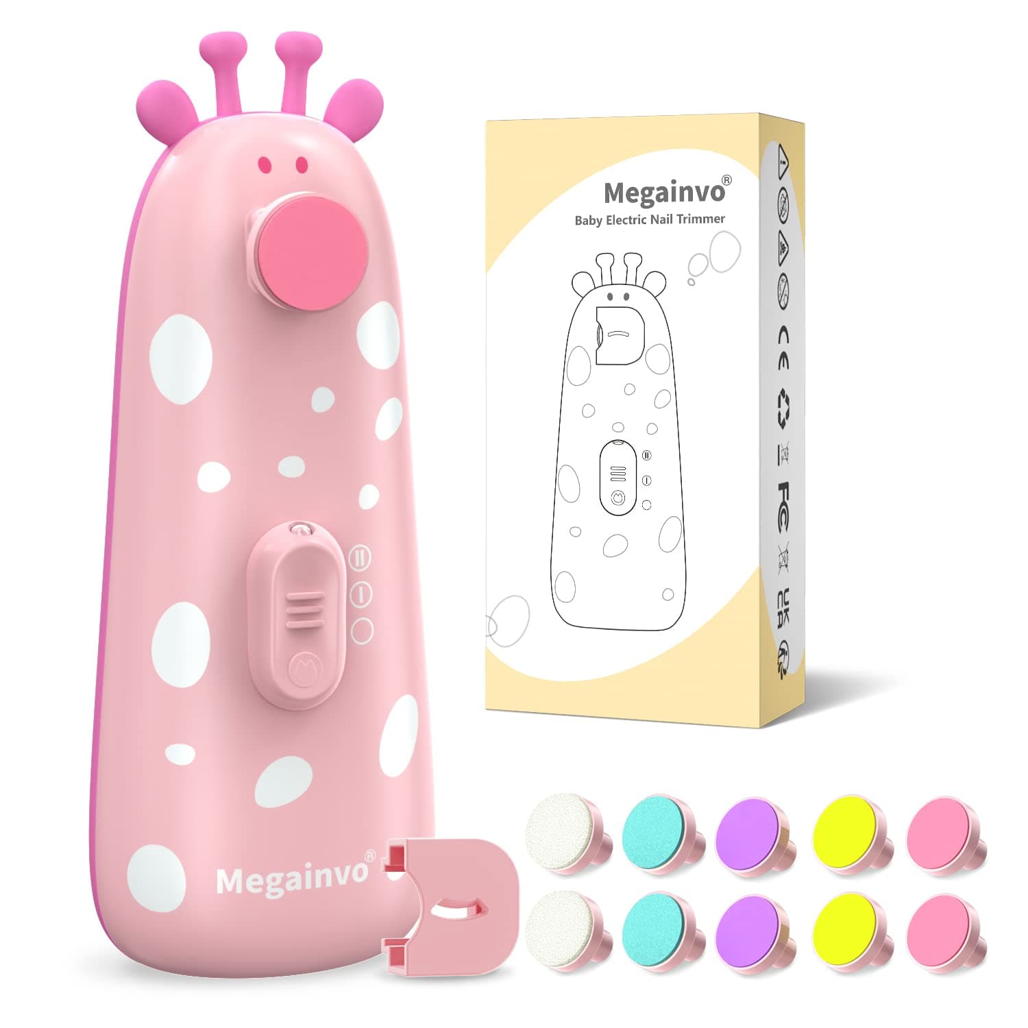 Megainvo Baby Nail File Electric Megainvo Baby Nail Clipper Nail Care Set Electric Nail File Baby Newborn Baby Nail Scissors Pink