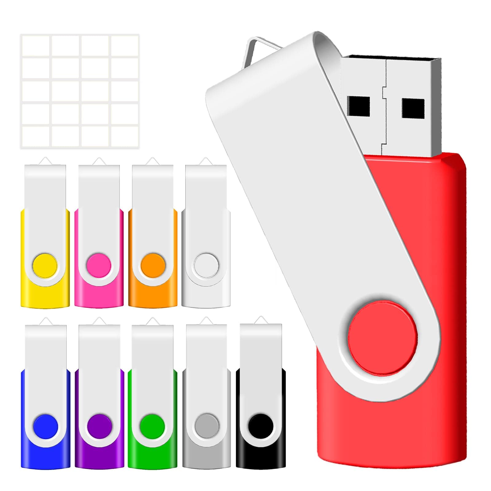 4GB USB Flash Drive, Flash Stick 4 GB 10 Pack Memory Stick JBOS Swivel Thumb Drives Gig Stick USB2.0 Pen Drive for Fold Digital Date Storage, Zip Drive, Jump Drive, Disk Key, USB Stick, Mixed Colors